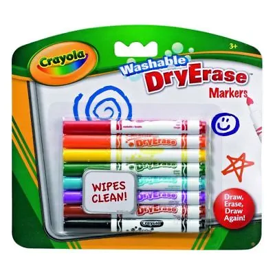 Crayola Washable Markers Dry Erase 8-Pack Felt Tip Pens Whiteboards • £5.29