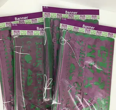 4 Mardi Gras Banners (400ft/133yds) Hanging Decorations Purple Green Plastic • £21.36