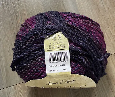 James Brett Marble Chunky Knitting Wool 200gm Purple  One Ball C980 • £10