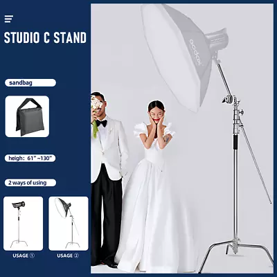 3.3m Heavy-Duty Stainless Steel C-Stand With Boom Arm Grip Head Sandbag • $129