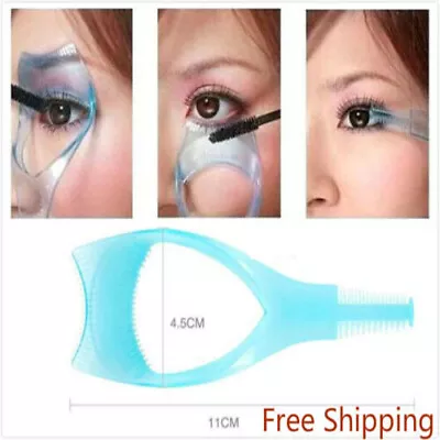 3 In 1 Eyelash Template Mascara Guard Curler Applicator Comb Brush Cosmetic Tool • $1.29