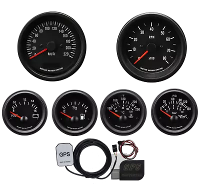 MOTOR METER RACING VD 6 Gauge Set GPS Speedometer KMH °C PSI LED Black Bezel • $415.79