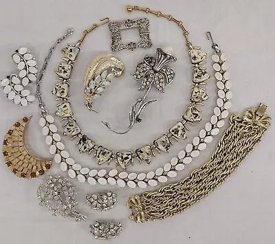 10 Vintage ALL DESIGNER SIGNED JEWELRY Lot CORO LISNER NECK EAR WRIST BROOCH • $29.99