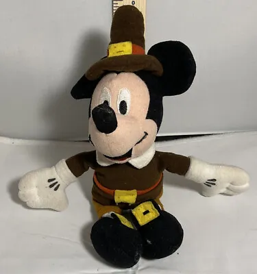 Disney Store Thanksgiving Pilgrim Mickey Mouse Plush Stuffed Bean Bag Animal Toy • $14.99