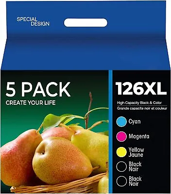 5 Pk Ink For Epson 126 Workforce 545 635 645 WF-3520 WF-3530 WF-3540 126 T126 • $18.95