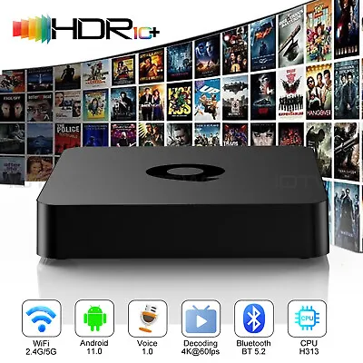 New Smart TV BOX 4GB+32GB Android 11.0 Quad Core HD WIFI 5G WIFI Media Player UK • £33.99