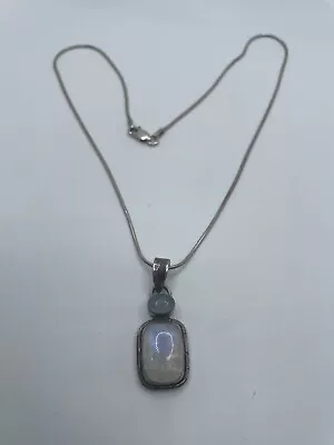 Sterling Silver 16” Snake Chain With Moonstone Pendant  • $25