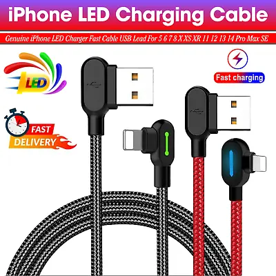 Heavy Duty USB Charging Sync Cable Charger LED For IPhone 14 13 12 11 X XS MAX • £3.95