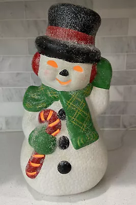 Vintage Ceramic Snowman Lights Up 13” Winter Christmas Decor Lamp Electric 70’s • $59