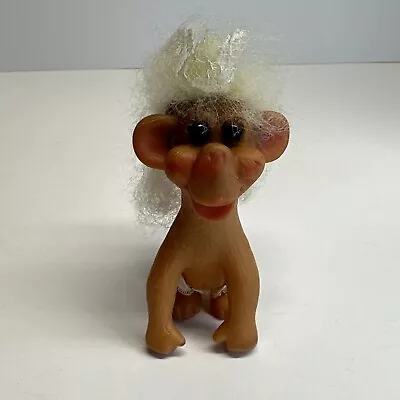 R SHEKTER TROLL Doll 3 1/2  Monkey Lace 1966 White Hair • $69