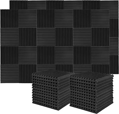 £5.49 • Buy 50 Acoustic Wall Panel Tiles Studio Sound Proofing Insulation Foam Pads UK