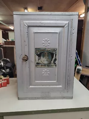 Antique Queen's Pantry Galvanized Tin / Zinc Pie Safe W/ Decal Bread Box  • $55