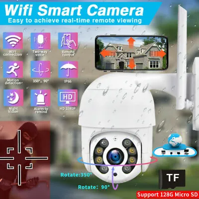 Icsee 1080P IP Camera Wireless WIFI Outdoor CCTV PTZ Smart Home Security IR Cam • £22.89