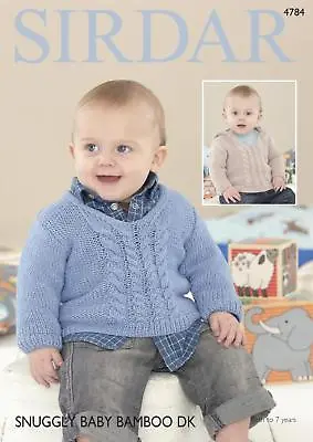 £3.89 • Buy Sirdar 4784 Knitting Pattern Baby Chiildrens Sweaters In Snuggly Baby Bamboo DK