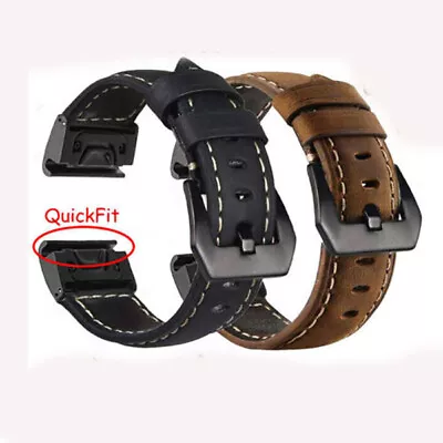 26mm Quick Fit Leather Watch Band For Garmin Fenix 5X 6X 7X Plus Pro / Fenix 3 • $24.99