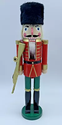 Vintage 11” Holiday Time Wooden Christmas Nutcracker Soldier Guard With Rifle • $13