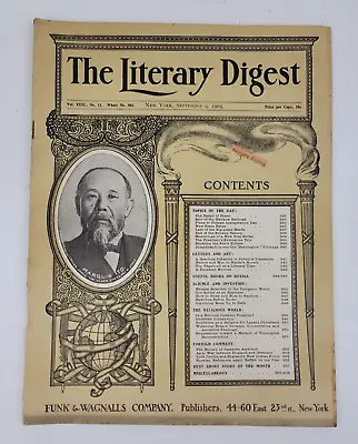VTG The Literary Digest SEPTEMBER 9 1905 - Marquis ITO In GOOD CONDITION • £11.07