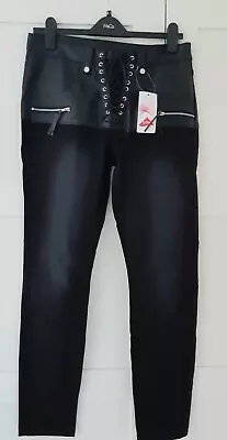 Bodyflirt Ladies Black Faux Leather Lace Up Jeans Size 12 BNWT  • £12.90