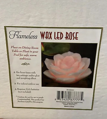 Floating LED Wax Flameless White Rose Flower Candle New In Box • $15