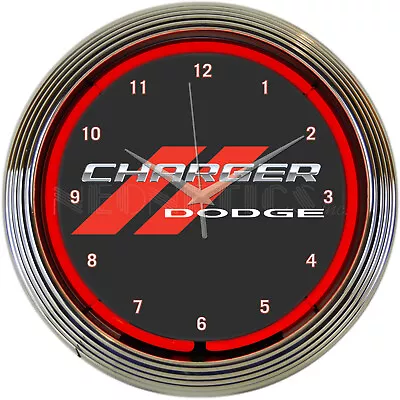 Dodge Mopar Charger Neon Clock Sign Wall Lamp Light Hemi 15  SRT Garage • $63.99