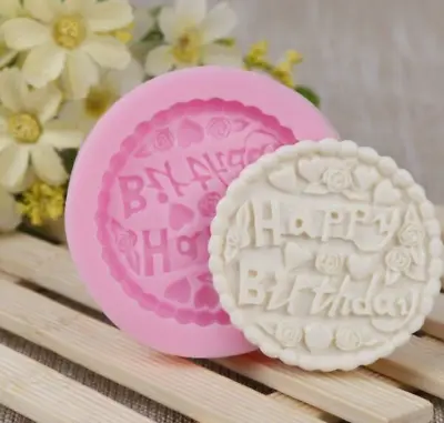 HAPPY BIRTHDAY Candle Silicone Fondant Cake Topper Mould Chocolate Sugar Craft • £2.65