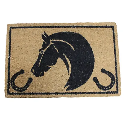 60x40cm Coir Door Mat Horse Head Design Entrance Mat Rug Anti-Slip Dirt Scraper • £9.75