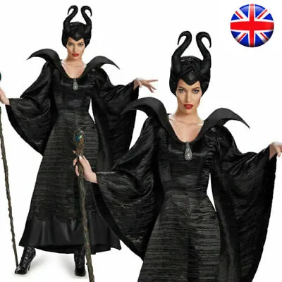 Womens Cosplay Costume Maleficent Witch Evil Queen Fancy Dress Halloween Decor • £19.99