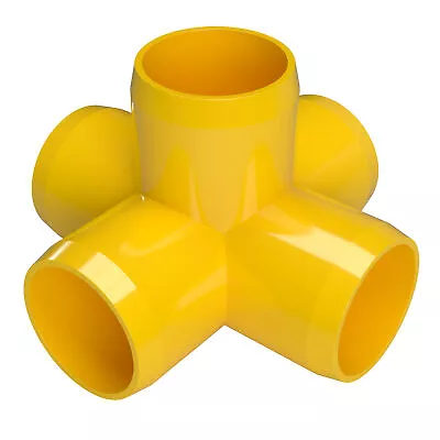 3/4  5-Way PVC Cross Fitting Yellow (8-PK) FORMUFIT Furniture Grade USA Made • $30.99