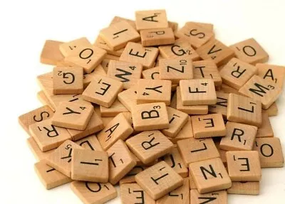 Scrabble Tiles Wood Color With Black Letters. Replacement. • $0.99