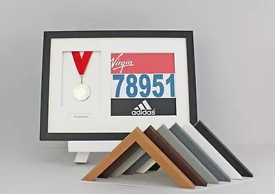 Personalised Medal Display Frame With Apertures For Medal & Bib. A3 Frame Size. • £28