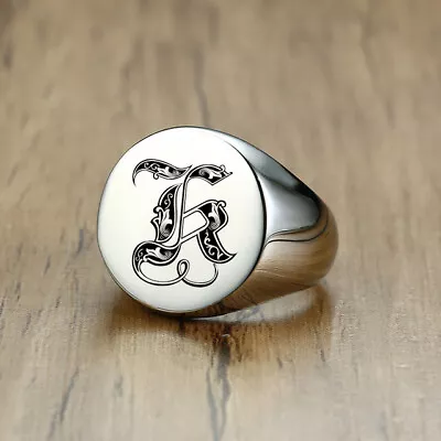 Mens Signet Ring Signature Ring Silver Initials Custom Royal Initialen Letters • $6.99