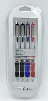 $7.99 • Buy TUL Gel Pens, Bold Point, 1.0 Mm, Silver Barrel, Assorted Inks, Pack Of 4 Pens