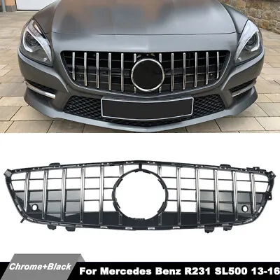 Chrome+Black GTR Style Front Grille For Mercedes Benz R231 SL500 SL550 2012-2016 • $162.99