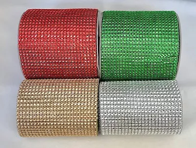 £2.25 • Buy Diamante Mesh Embellishment - Crystal Christmas Cake Trim Red Green Gold Silver
