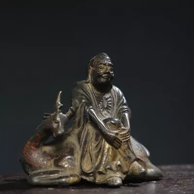 4.7  China Old Antique Qing Dynasty Bronze Gilt Deer God Of Longevity Statue • $132.80