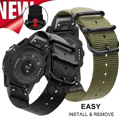 For Garmin Fenix 7X/6/6X Pro/5/5X Plus Quick Fit Military Nylon Watch Band Strap • $15.95