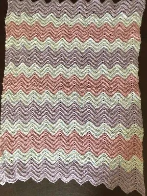 $12.95 • Buy Crocheted Baby Afghan-Lavender, White, Pink-Car Seat-Blanket-Stroller-VERY SOFT