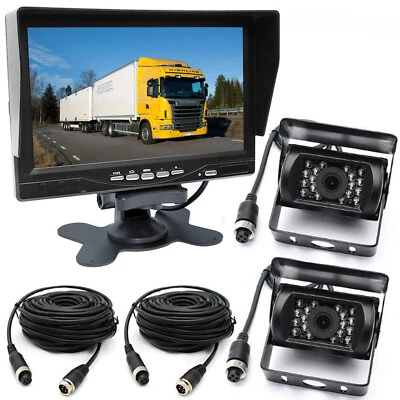 Caravan Camper Lorry Truck HD 4 Pin 2x IR Rear View Backup Camera 7  Monitor Kit • £85.99