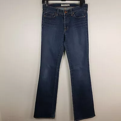 J Brand Jeans Women's 27 Straight Leg Mid Rise Dark Wash Distressed Size 28 X 34 • $15