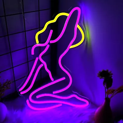 16  Pink Lady Back Neon Sign Woman LED Light Up Signs For Man Cave Bar Wall Deco • $25.90