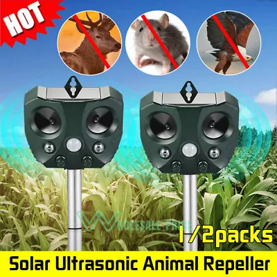 Solar Ultrasonic Repeller Scarer Animal Pest PIR Motion Deterrent For Dog Deer • $58.19