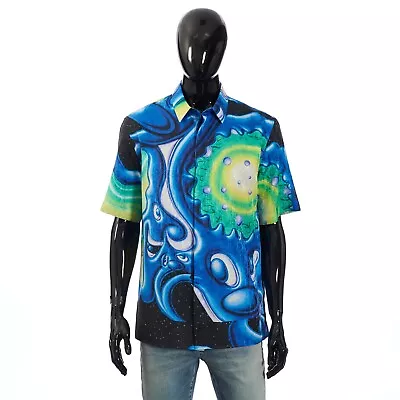 DIOR X KENNY SCHARF 2500$ Oblique Shirt - Short-Sleeve Silk/Cotton Jacquard • $1400