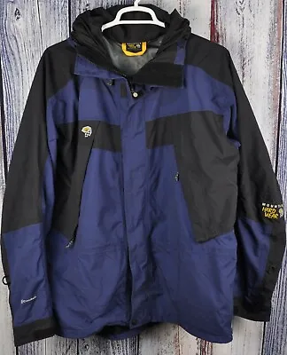 Mountain Hardwear Conduit Waterproof Jacket Stow Hood Blue Black Men XL Ski Hike • $89.95