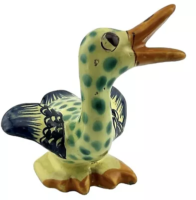 Vintage French Duck Figurine Hand Painted Yellow & Green Polka Dots Marked PV 3” • $21.95