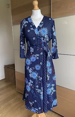 Marc O’ Polo Blue Floral Print Midi Dress Size 10 Excellent Condition • £8.50