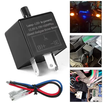3-Pin LED Adjustable Wired Motorcycle Flasher Relay Turn Signal Indicator Flash • $8.98