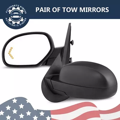 Pair Towing Mirror For 07-13 Chevy Silverado 1500 Power Heated LED Turn Signal • $92.90