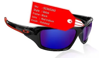Oakley Sunglasses OO9236 Valve Shiny Black Frame Red Iridium Lens Authentic NEW • $64.94