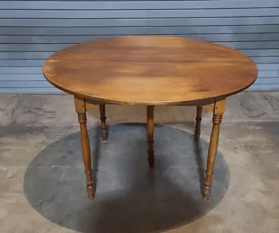 Bench Made Round Maple & Tiger Maple Dining Table 3 Leaves M. Brown Of Vermont • $1199