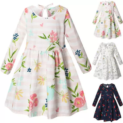 Kids Baby Girls Floral Printed Princess Shirt Dress Long Sleeve Casual Sundress • $15.50